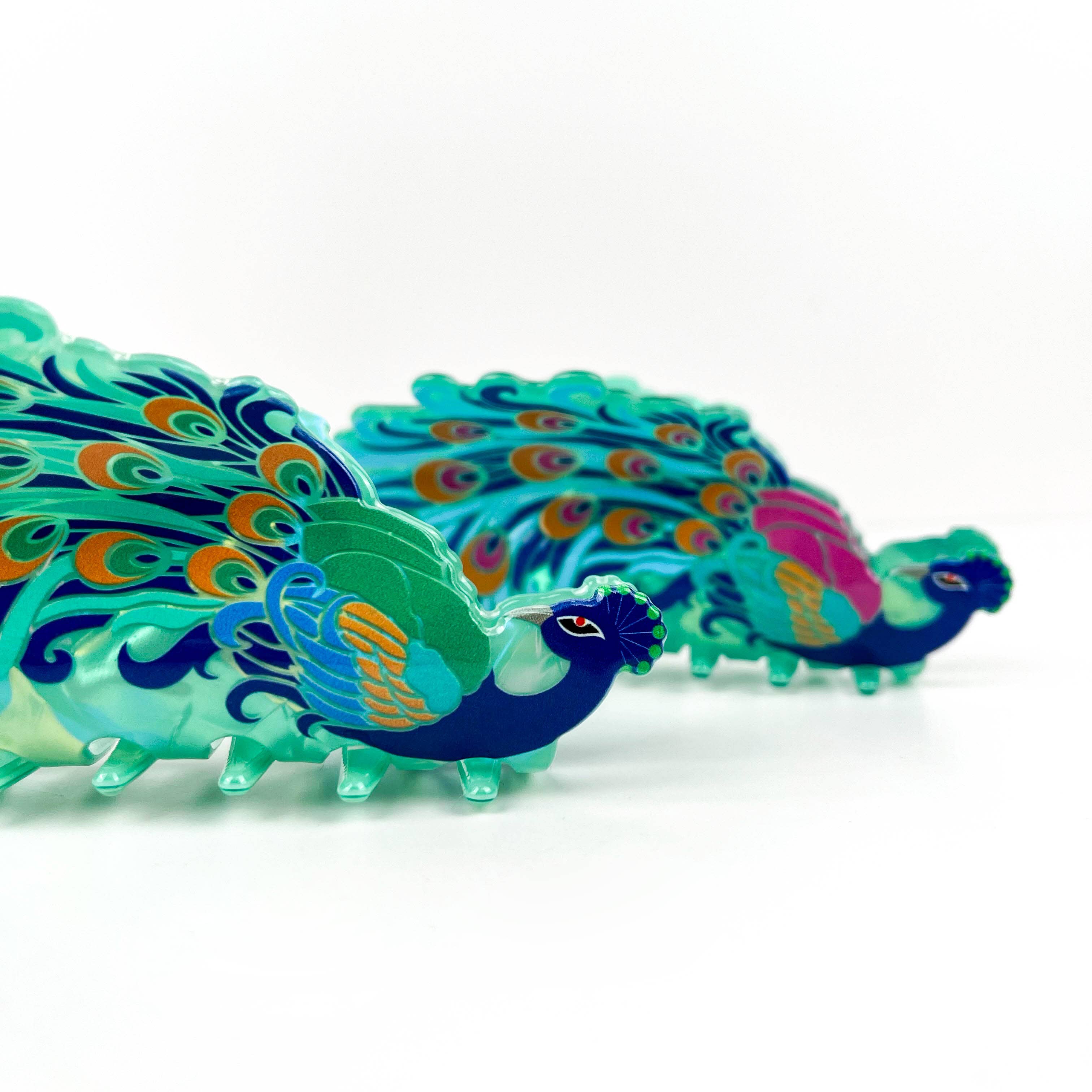 mildstyles - Wholesale Hair Clip - Women's - Elegant Peacock Print Acrylic Animal Hair Claw Clip7