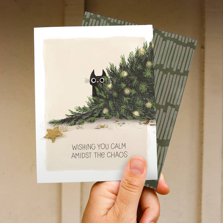 The Noble Paperie - Wholesale Christmas Card - Cat Chaos | Funny Feline Cute Cat Christmas Holiday Card4