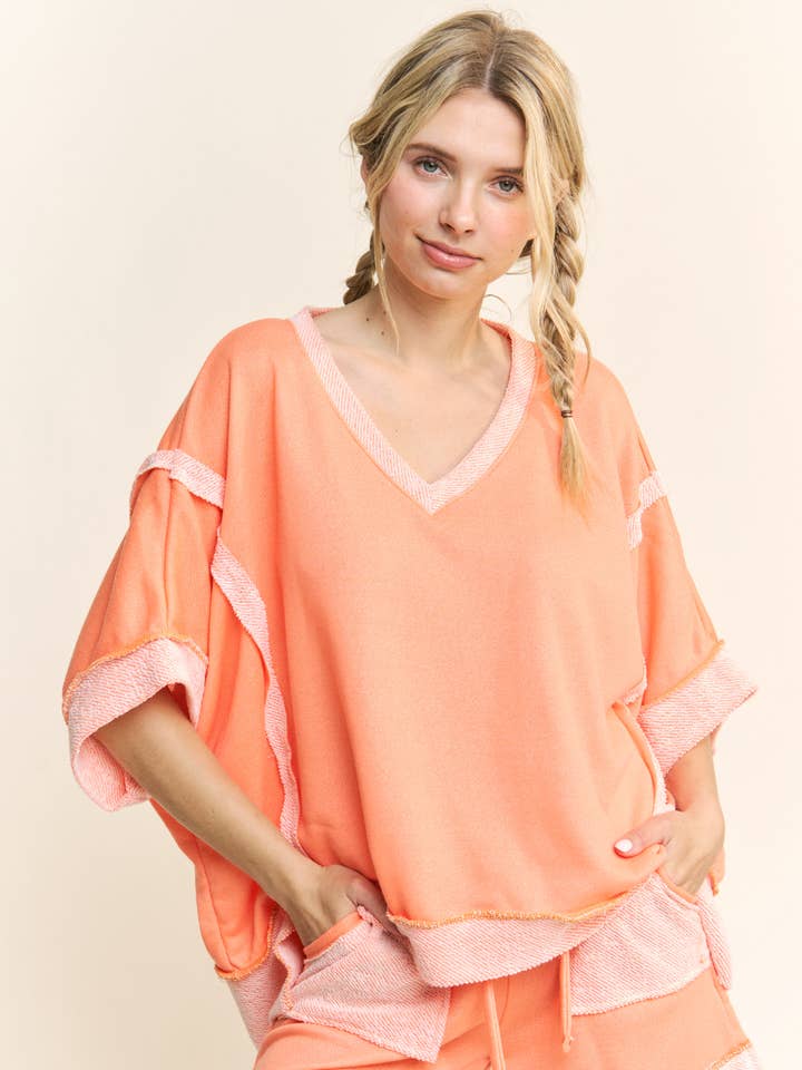 Loopterry Vneck Halfsleeve top HT5913 for wholesale by J.Her