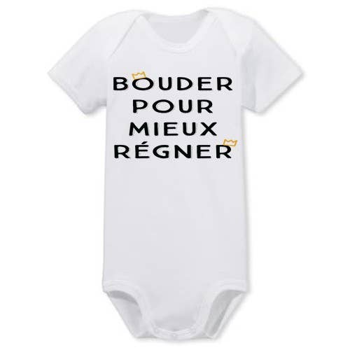 red white - Vente Body (sans pieds) – bébé - BODY BÉBÉ MANCHES COURTES UNI - BOUDER POUR MIEUX REGNER