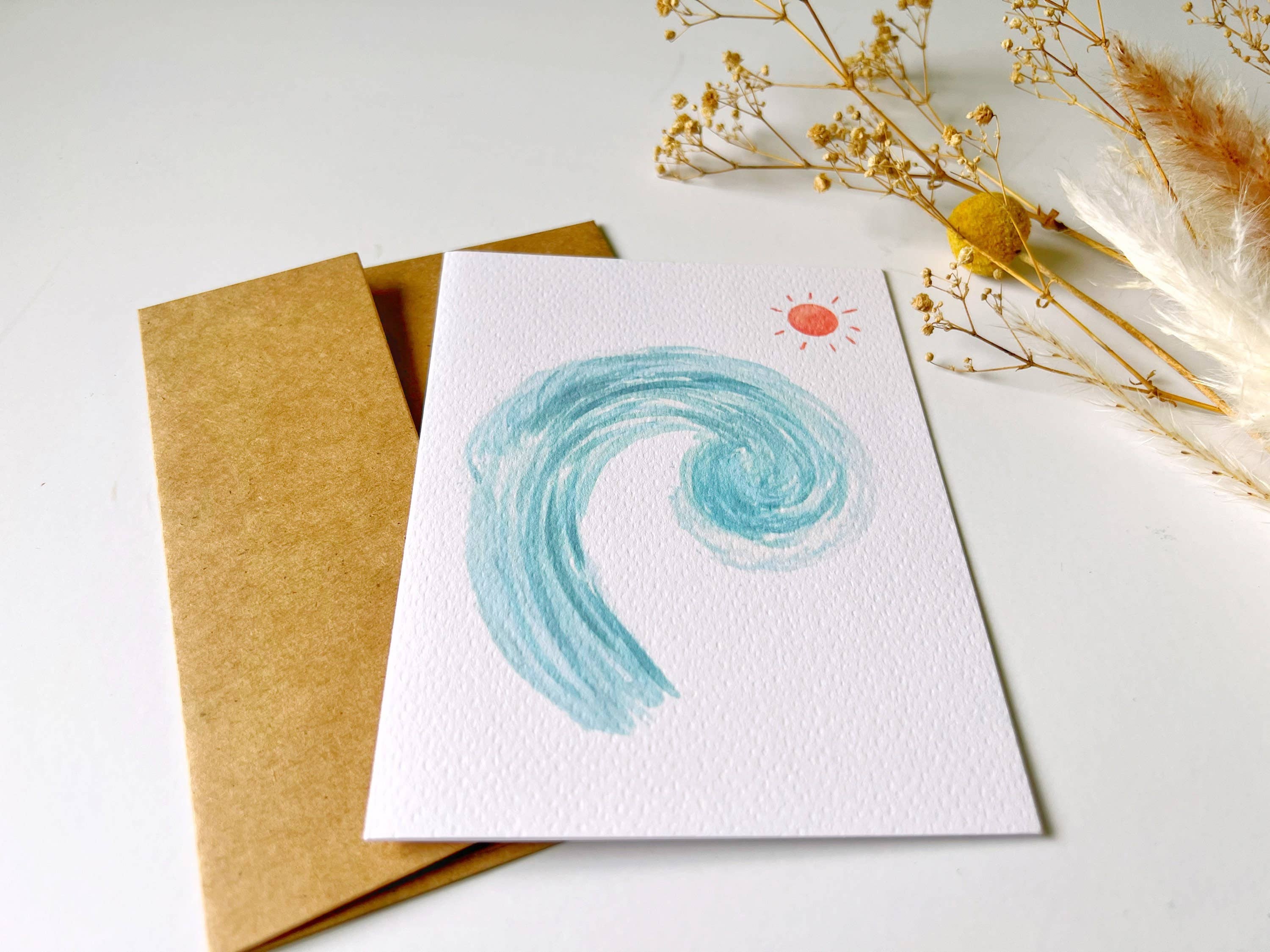 Ellamoonart - Vendita all'ingrosso Biglietti di auguri generici - Biglietto di auguri Wave Watercolor | Articoli di cancelleria |1