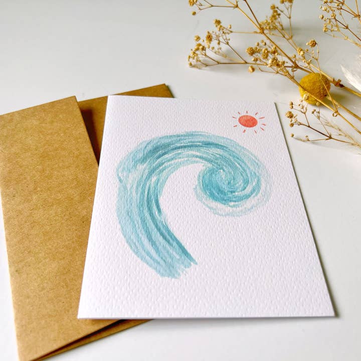 Ellamoonart - Vendita all'ingrosso Biglietti di auguri generici - Biglietto di auguri Wave Watercolor | Articoli di cancelleria |1