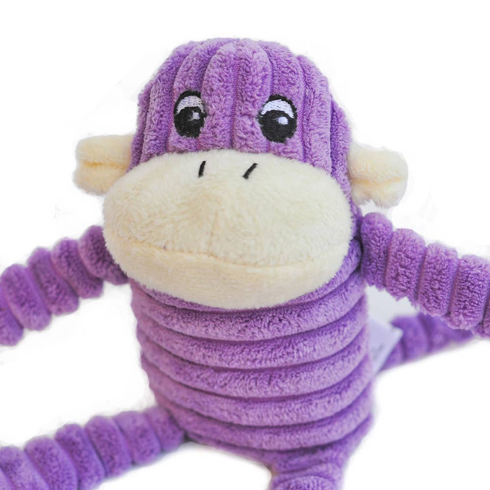 ZippyPaws - Wholesale Pet Plush Toy - Dog - Spencer Crinkle Monkey - Purple - Small - Dog Toy1