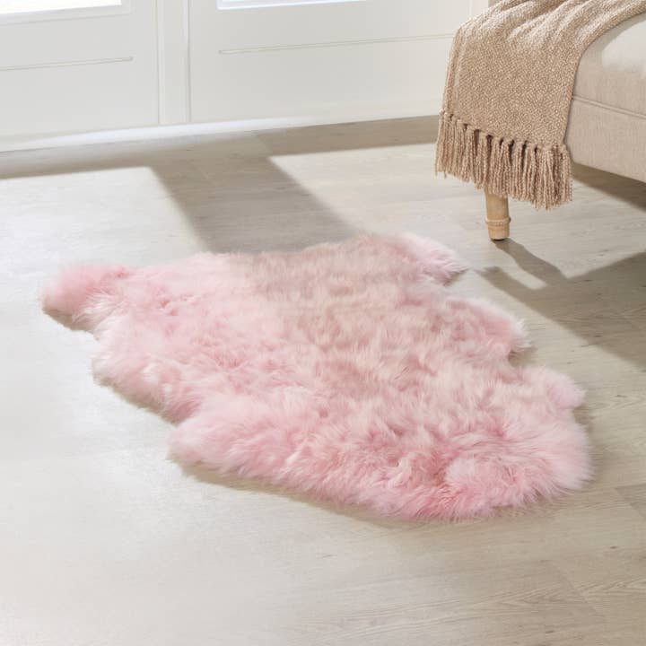 Native Natural - Vente Tapis - Tapis en peau de mouton rose blush XXL