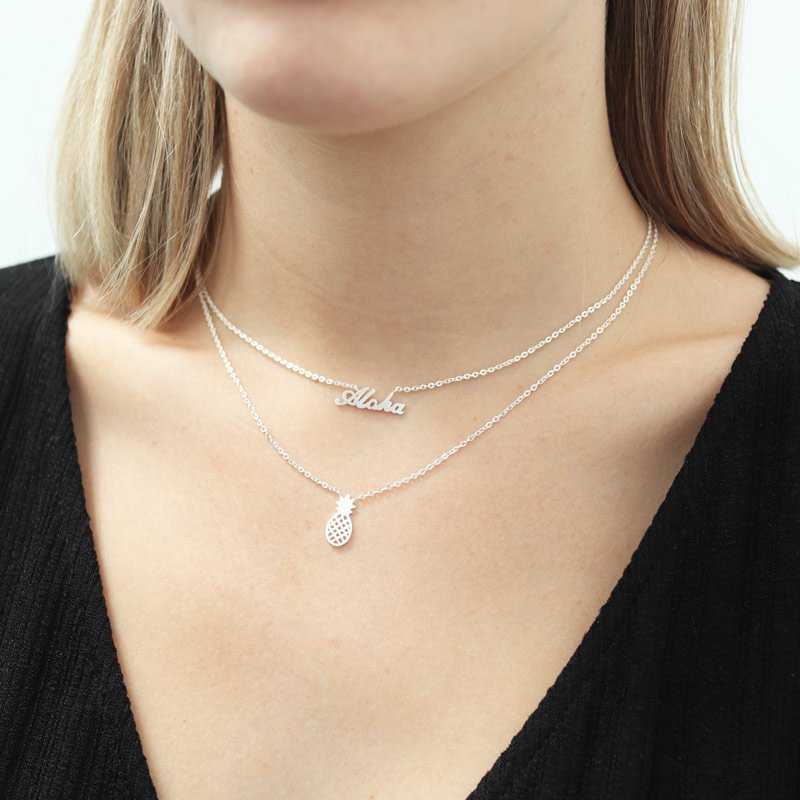 ACUS – Colar pingente/pendente por atacado – Pendente Minimal Aloha Prata1