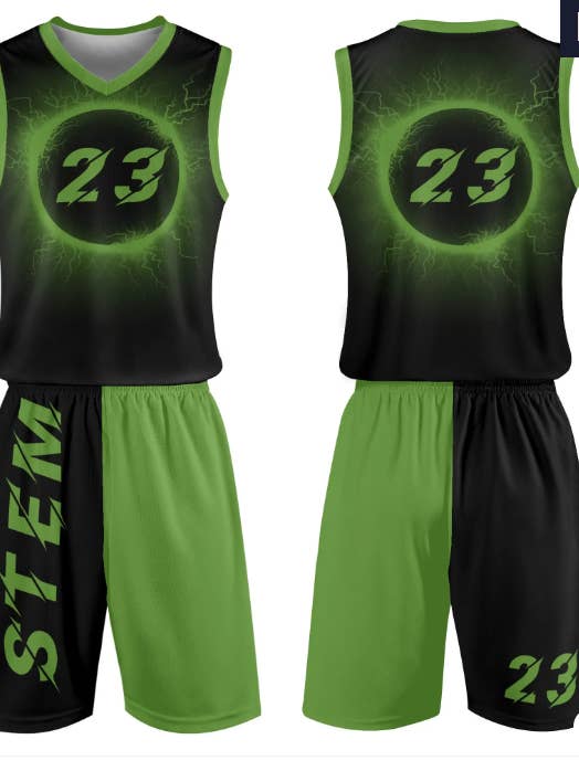 E=M/C2 - Wholesale Team sports jersey – Men's - NEW E=M/C2 Adult Black Hole Green Basketball Sports Uniform