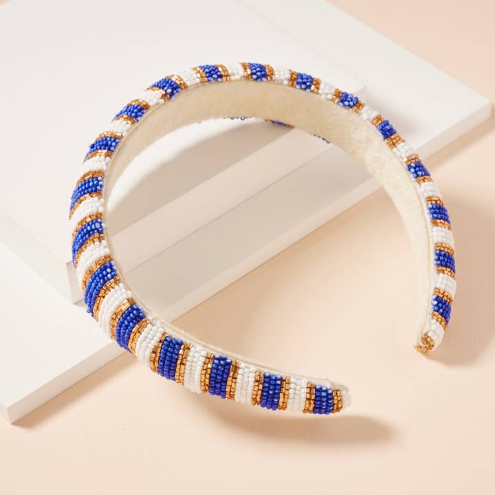 Frem - Wholesale Fashion Headband - Women's - Game Day Color Block Seed Bead Headband14