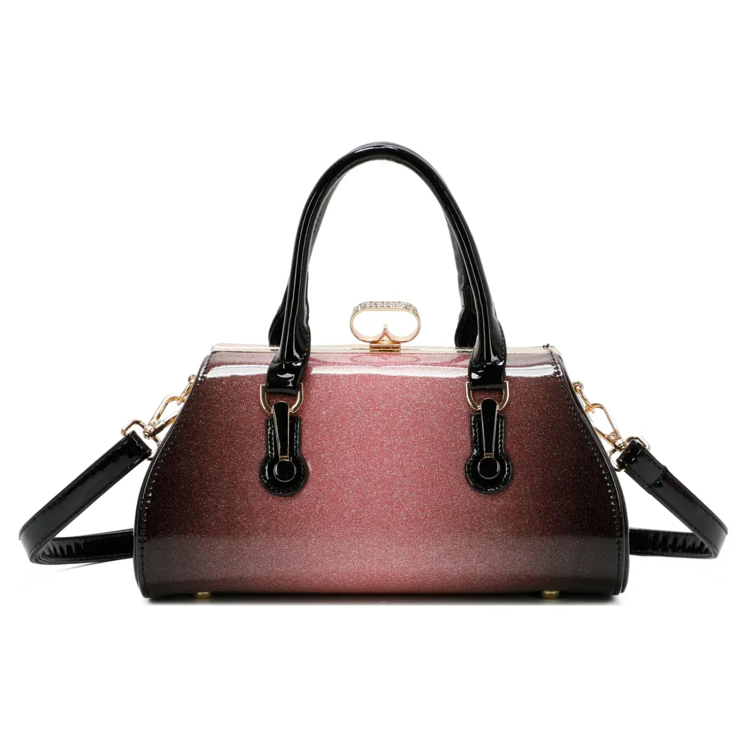 Superbia – wholesale Top handle bag – women's – Superbia Medium Two Toned Diamante Clasp Opening Patent Bag0