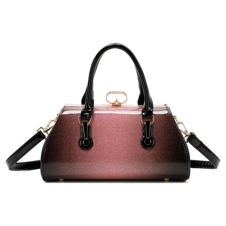 Superbia – wholesale Top handle bag – women's – Superbia Medium Two Toned Diamante Clasp Opening Patent Bag