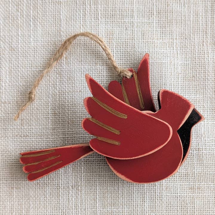 Cardinal Memorial Ornament - Maple Wood, Made in Canada for wholesale by Foxwood Gifts Canada