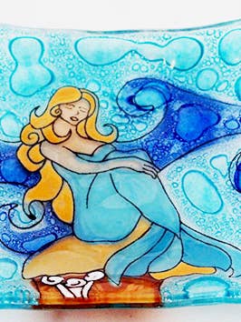 Mermaid On A Rock Square Plate / Dish for wholesale by Pampeana