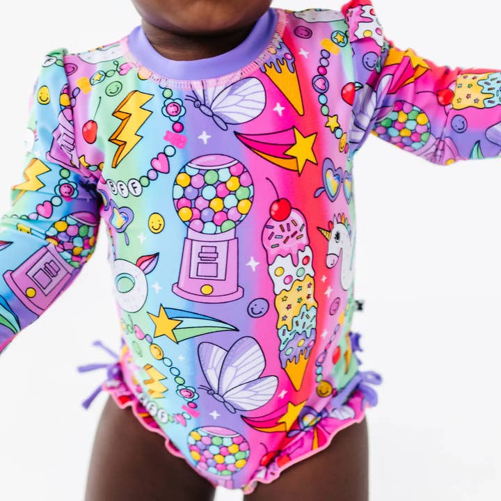 Kiki + Lulu - Wholesale One Piece Swimsuit - Kids - Rocket Lion Long Sleeve Ruffle Swimsuit