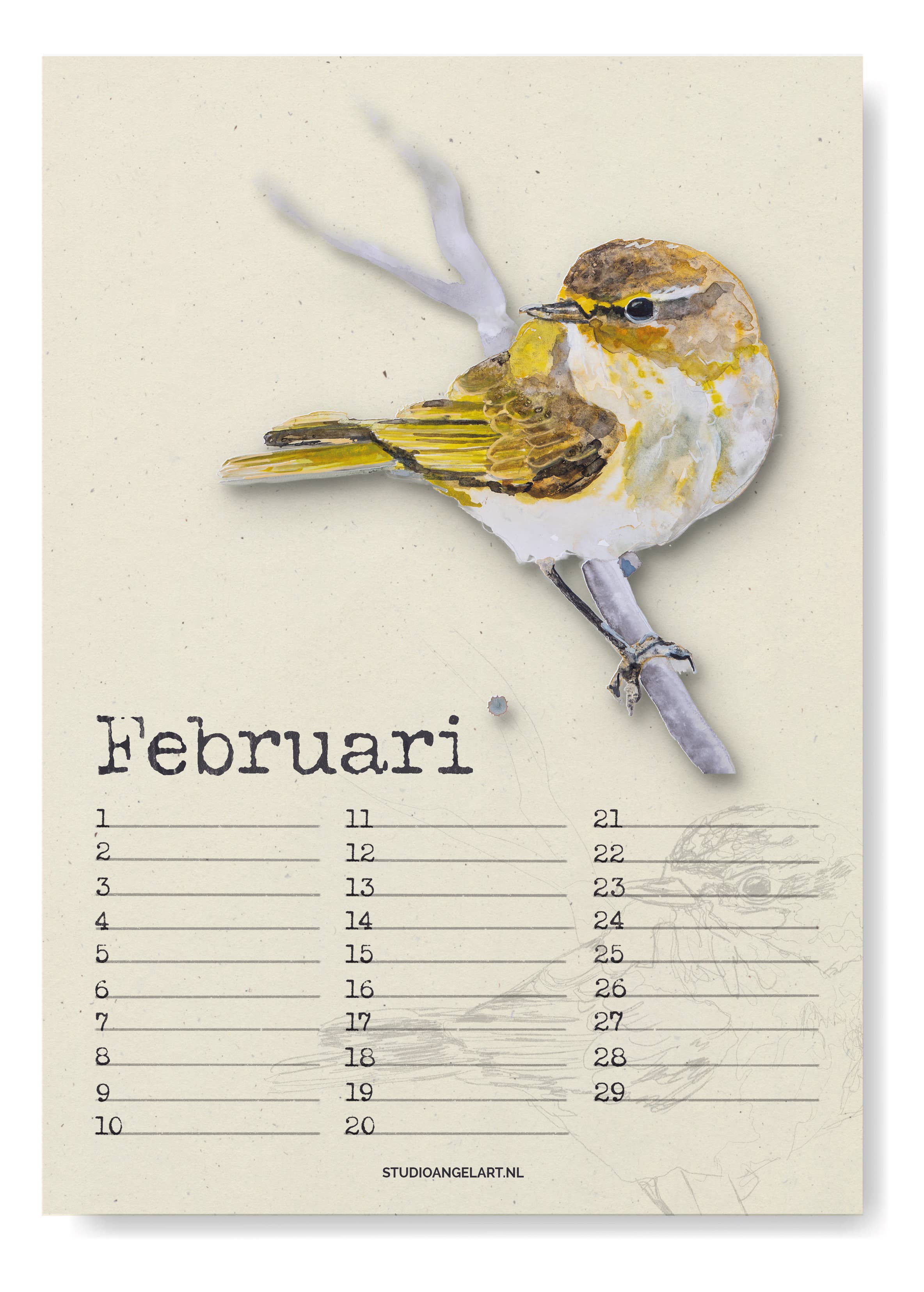 Studio Angelart - Vente Calendrier - Calendrier d’anniversaires avec oiseaux5