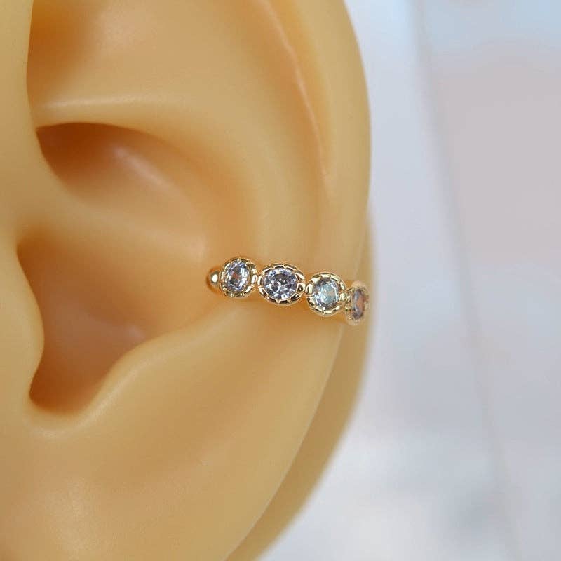 StockJWL – wholesale Cuff/wrap earrings – Compression Stone Cartilage Earrings Ear Cuff with Zircon Stone  Gold Silver4