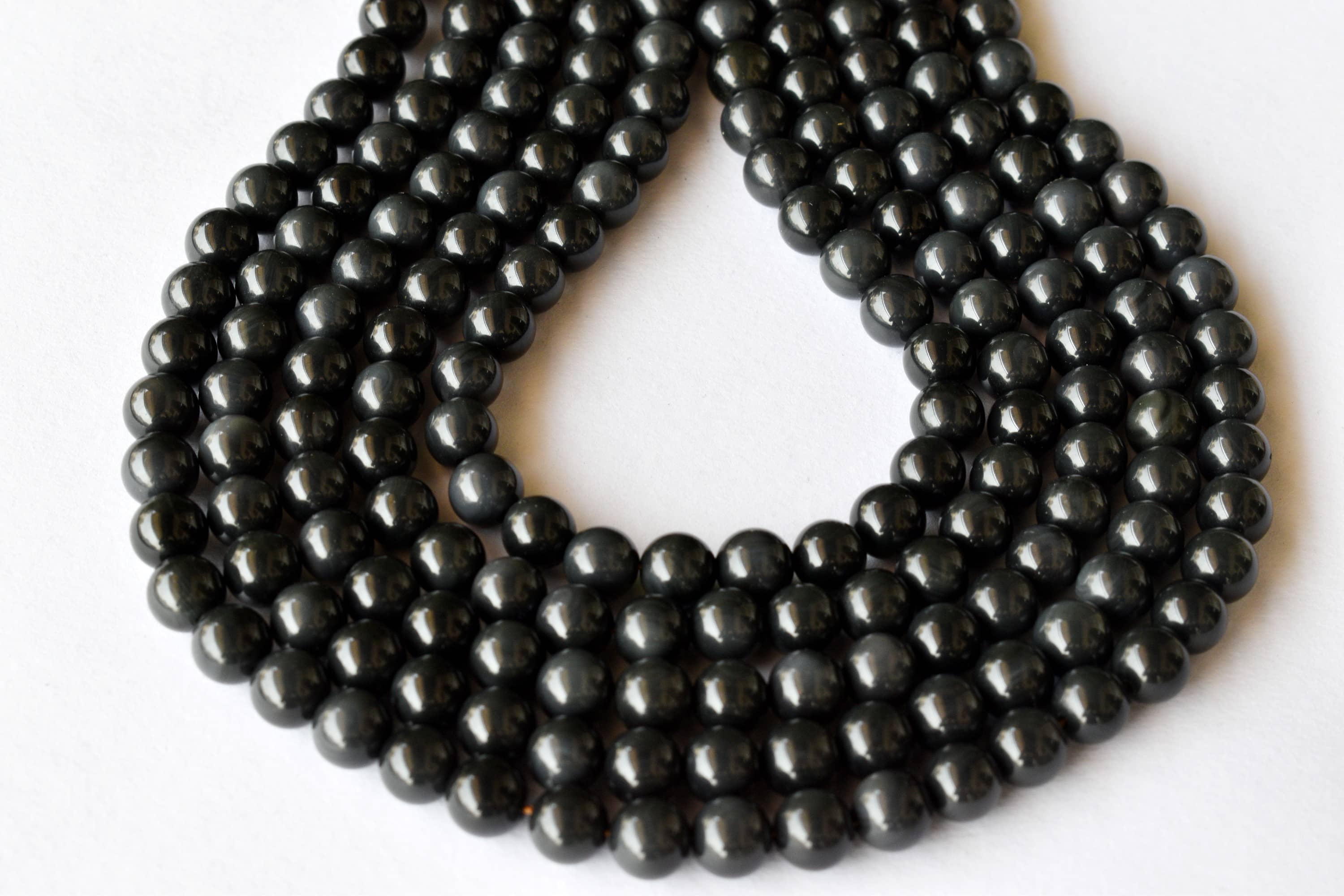 AK Healing Crystals - Wholesale Beads - Rainbow Black Obsidian Round Beads, Crystal Bead Jewelry2