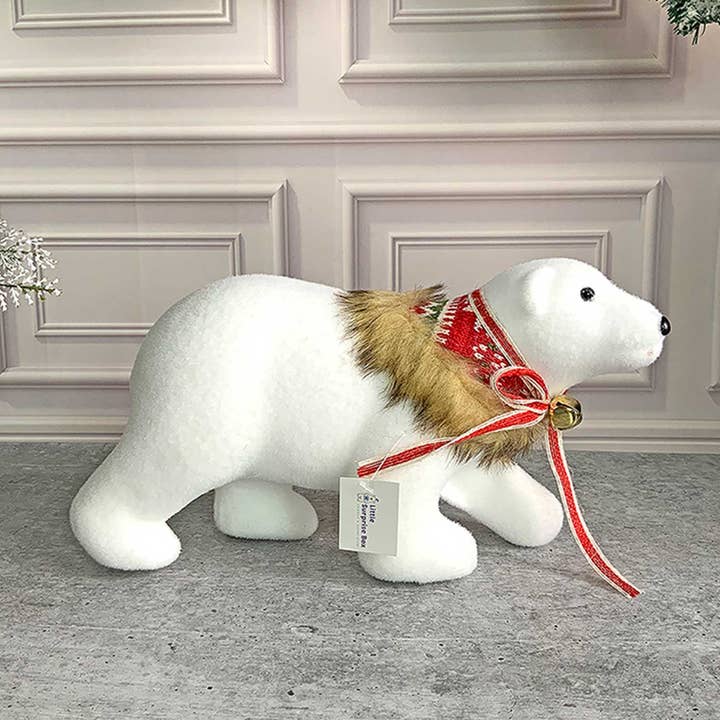 Medium Snow Polar Bear Decor For Christmas Table Decoration for wholesale by Zwende