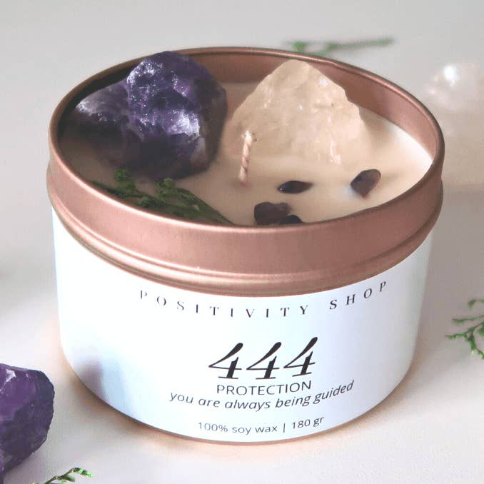 444 - Protección | Vela de gema con número angelical | Amatista para venta al por mayor de Positivity Shop