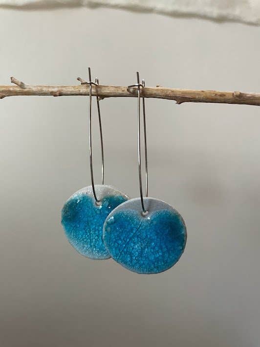Handmade Ceramic Sea Glass Earring – Blue Crackle for wholesale by Spring + Vine
