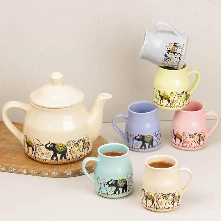 Keramik Pastellflasche Mikrowellengeeignete Teetassen mit Kesselset für den Großhandel von GoGlocal