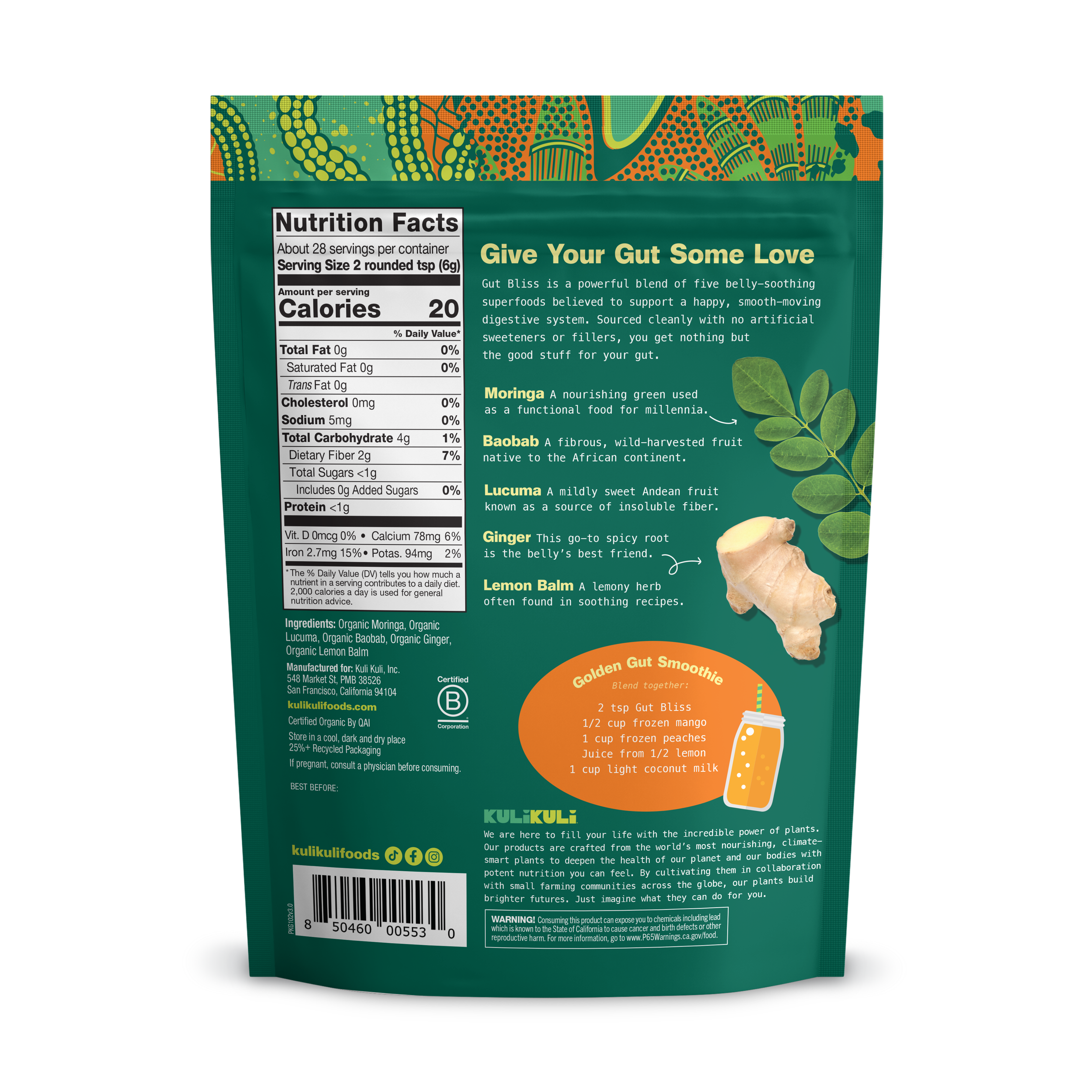 Kuli Kuli - Wholesale Protein/Superfood Powder - Gut Bliss Organic Superfood Blend for Gut Health1
