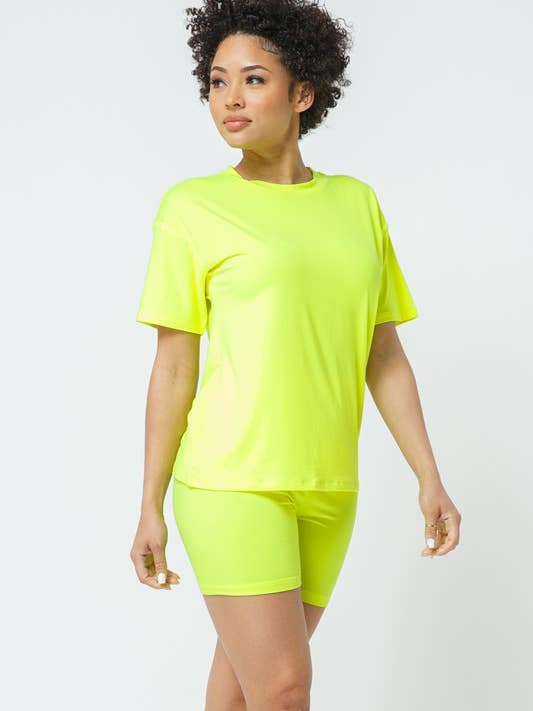 Drip DTLA - Wholesale Lounge Set - Women's - ROUND NECK TSHIRT WITH MATCHING BIKER SHORT SET