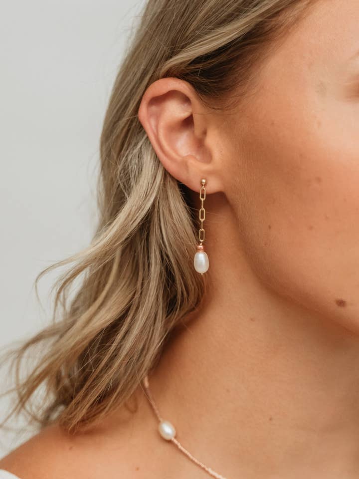 Everdeen Beaded Pearl Studs for wholesale by Dainty & Daring