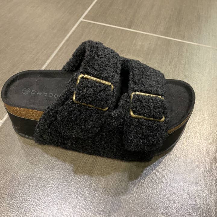 Mars Sky Shoes Wholesale - Wholesale Platform Heels - Women's - Bamboo Women Thick Bottom Cork Sole Fleece Strap Sandals
