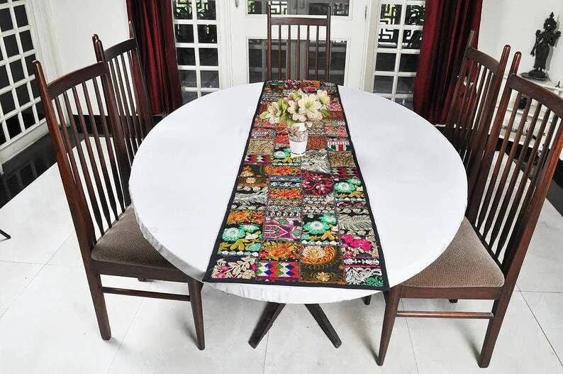GYPSY STUDIO – wholesale Table runner – Sari Patchwork Table Runner Hanging Tapestry Indian Vintage 1