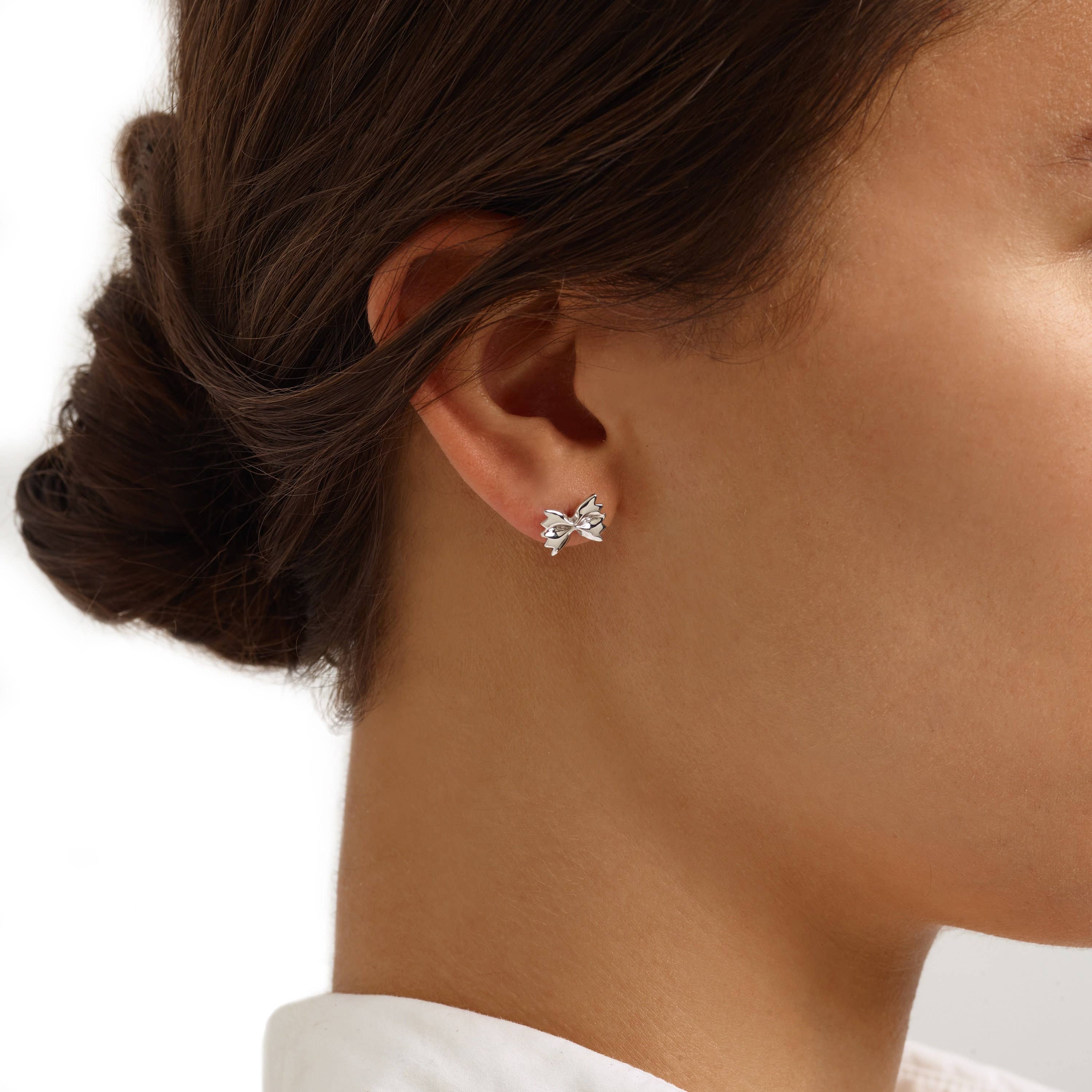 Delicacies Jewelry - Vente Clous d'oreille - Boucles d'oreilles Farfalle Pasta en argent sterling par Delicacies Jewelry - Chaque achat aide à lutter contre la faim ! (Cadeau gourmand, bijoux alimentaires, cadeau pour elle)1