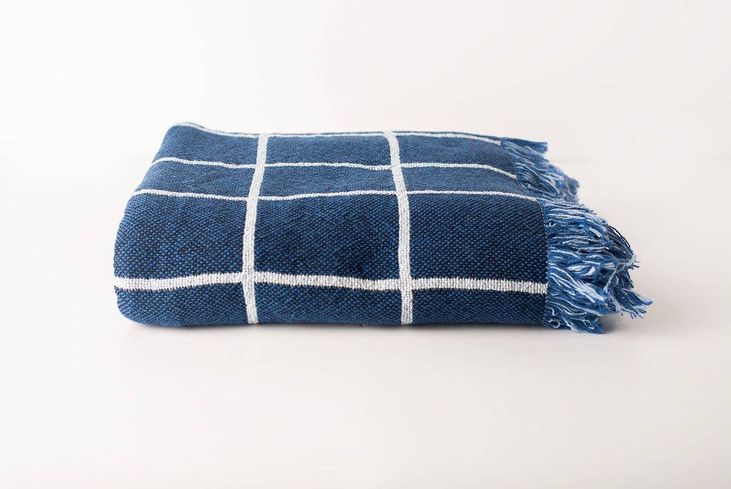 Kindly Woven - Wholesale Throw Blanket - Greer Blanket – Lapis -Kindly Classic – Reversible – USAmade2