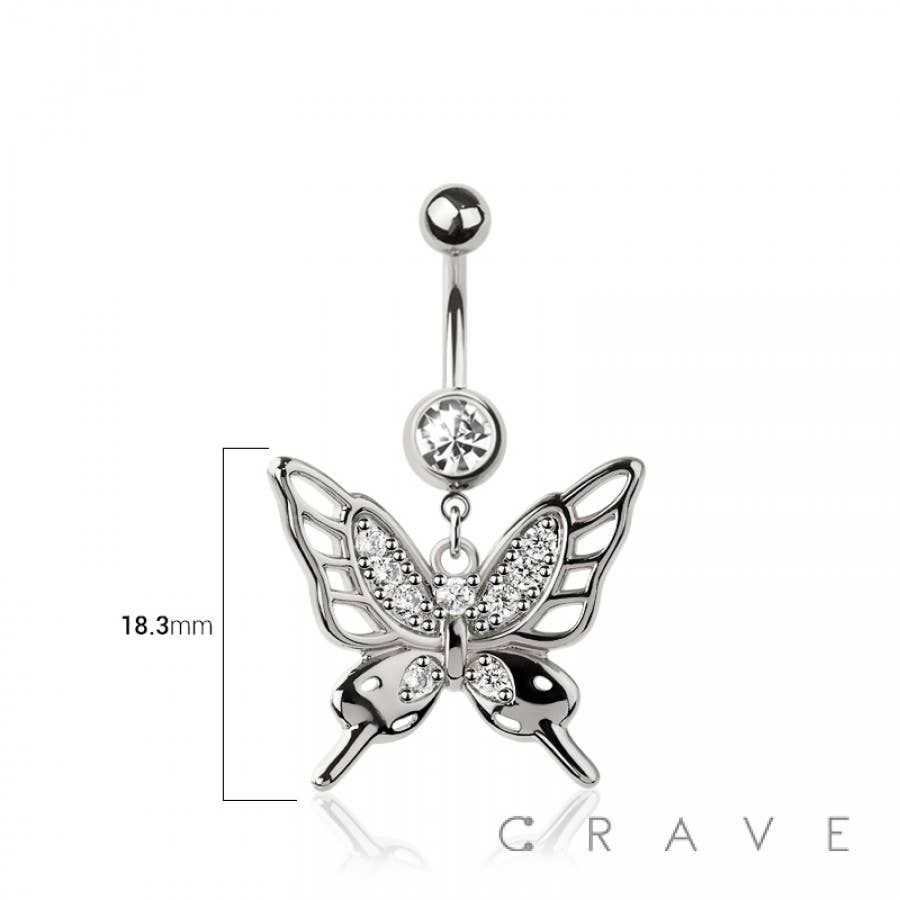CRAVE - Wholesale Belly Ring - 316L SURGICAL STEEL BUTTERFLY DANGLE BELLY BUTTON NAVEL RING1