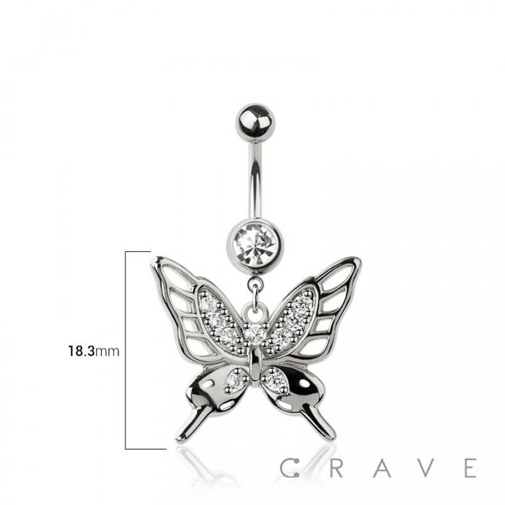 CRAVE - Wholesale Belly Ring - 316L SURGICAL STEEL BUTTERFLY DANGLE BELLY BUTTON NAVEL RING1