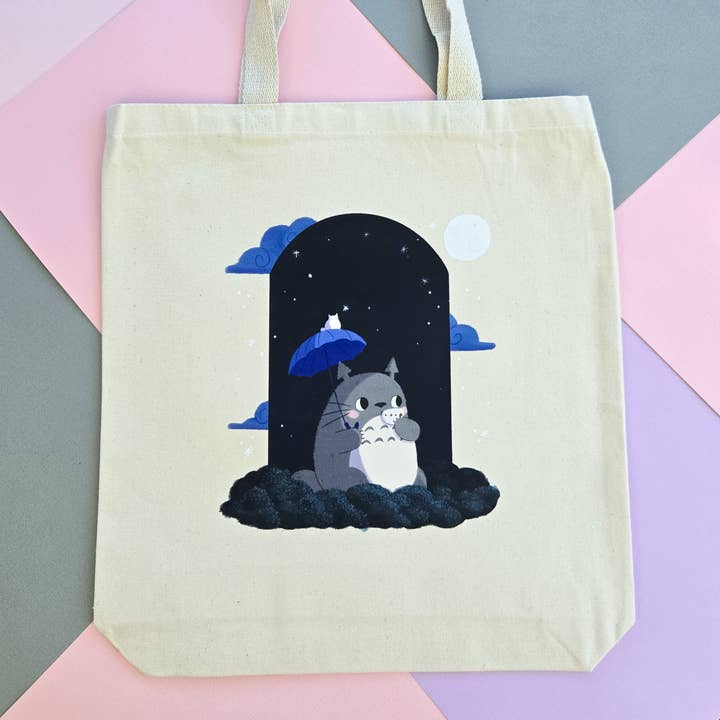 Totoro Totebag for wholesale by Teeny Wonders, Art by Ariana Padron