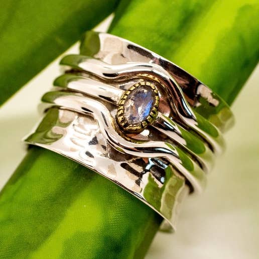 Spinnerring mit Mondsteinmotiv aus Sterlingsilber für den Großhandel von Baizaar