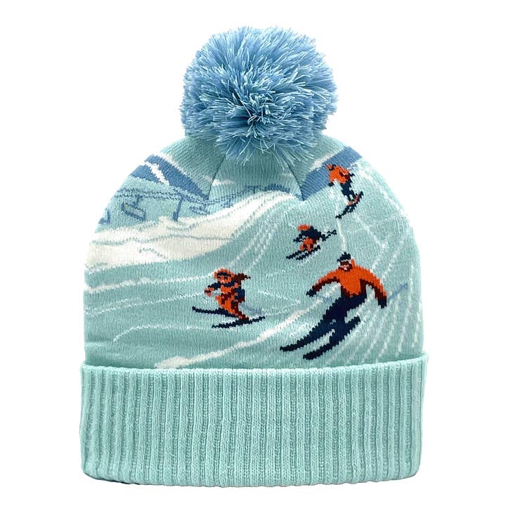 Northern Icons Creations INC - Wholesale Beanie - Unisex - Winter Skiing Pattern Knit Beanie with Pom Pom for Ski Resorts and Snow Trips