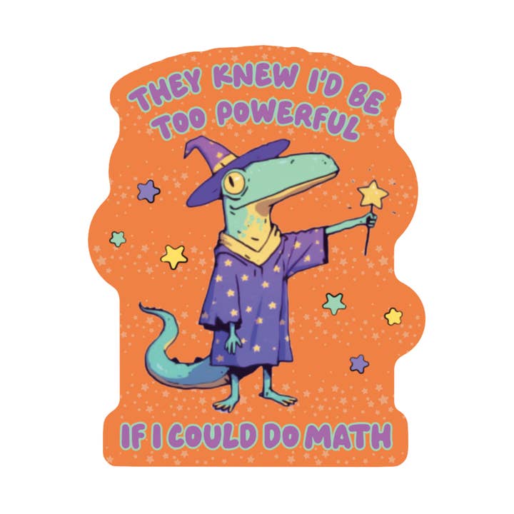 Math Wizard Lizard Funny High Quality Vinyl Sticker for wholesale by Juju and Moxie