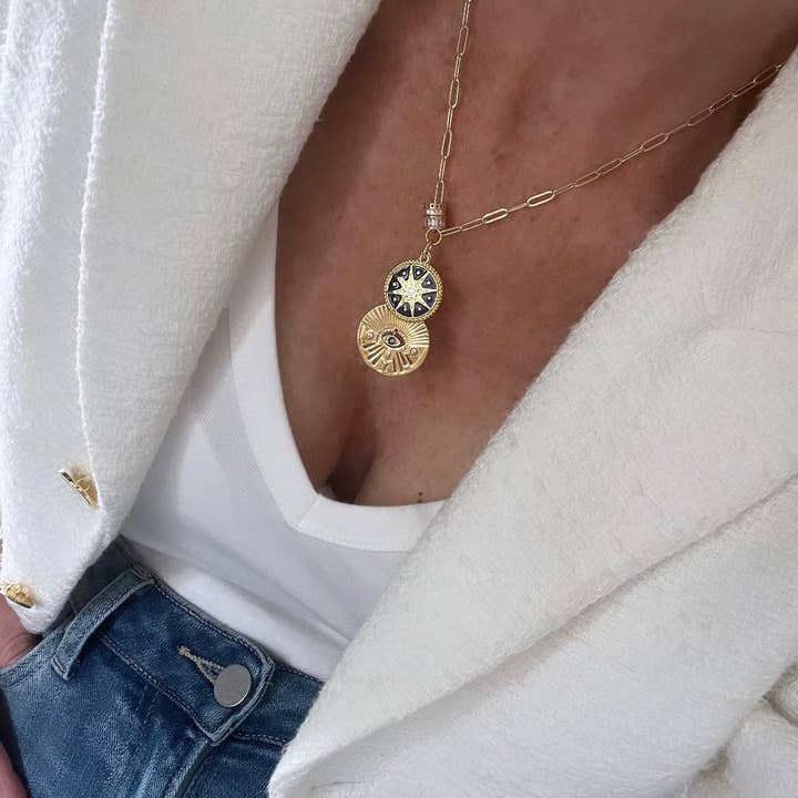 Boutique Suarez Co. - Wholesale Pendant/Charm Necklace - Vada Celestial Evil Eye Necklace1