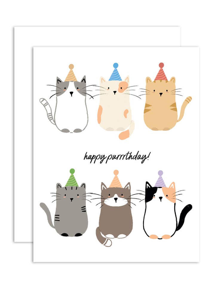 Happy Purrrthday - Birthday Greeting Card for wholesale by peach & paperie
