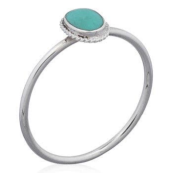 Dainty Antique-Look Turquoise Ring in Sterling Silver for wholesale by The Green Gecko