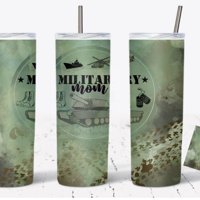 Military Mom 20oz Double Walled Tumbler for wholesale by Twisted Tumbler, LLC