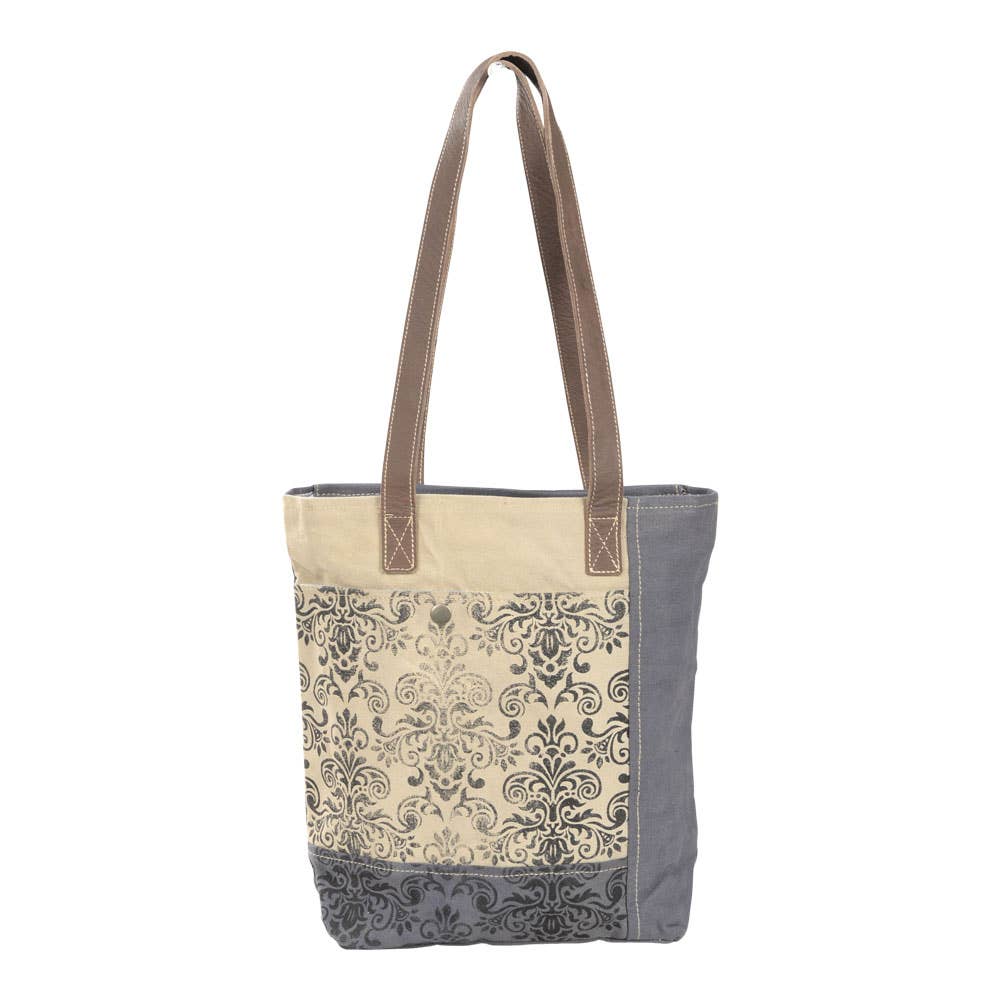 Clea Ray Canvas Bags & Clothing – Sacola - Mulher por atacado – Sacola floral cinza e castanho2
