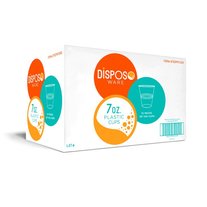 ESKAY Products - Wholesale Disposable Cup - 7 oz. Clear Disposable Plastic Cups | 1,200/Case