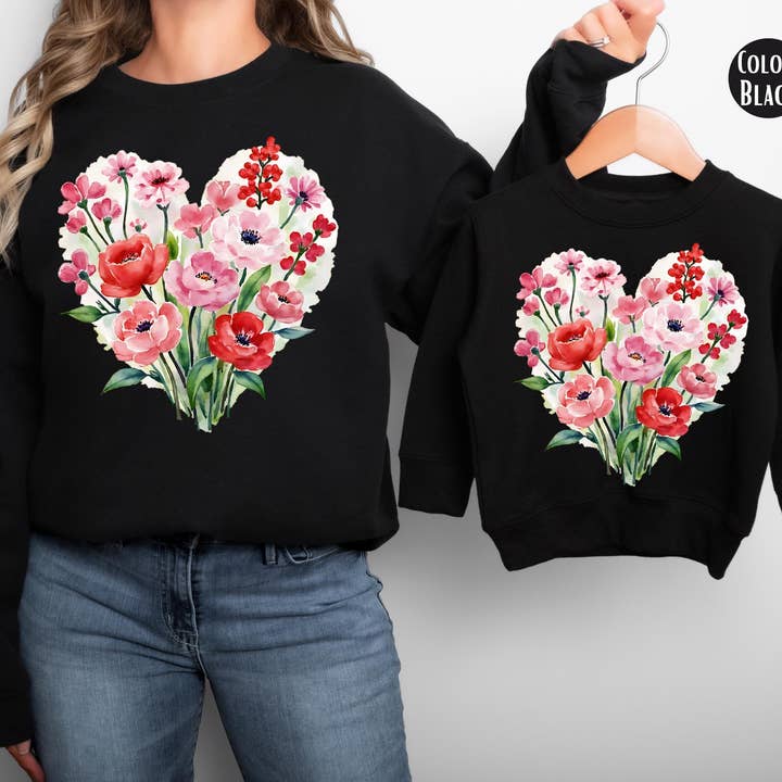 Blommigt hjärtbukett Alla hjärtans dag-tröja, Alla hjärtans dag för wholesale av The Shirt Company