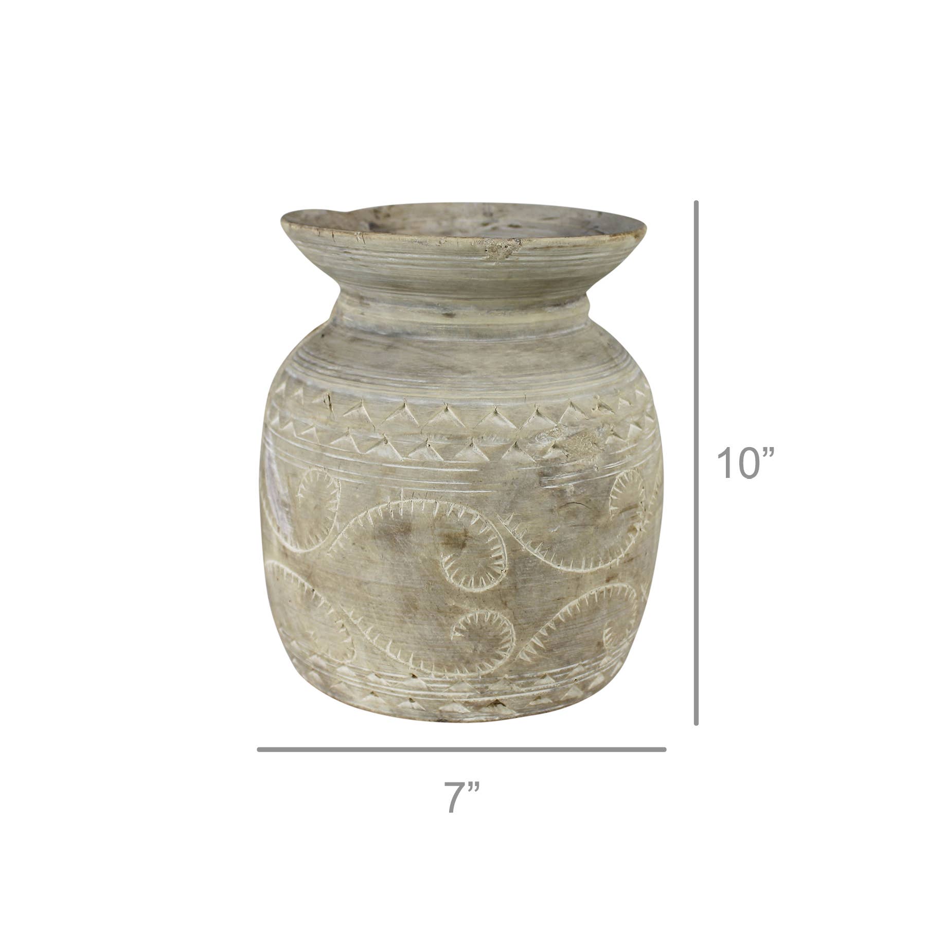 HomArt - Venta al por mayor Floreros - Maceta de madera tallada, encalada - Med1