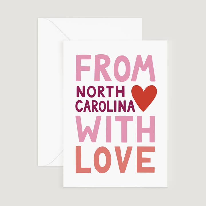 Biglietto di auguri, dalla Carolina del Nord con amore, San Valentino per la vendita all'ingrosso da parte di Doster Paper Co.