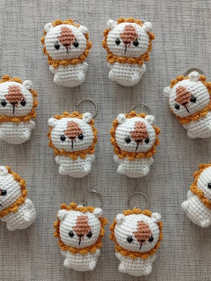 Handmade Lion Keychain – Crochet Jungle Animal Bag Charm for wholesale by KLABELGIFT