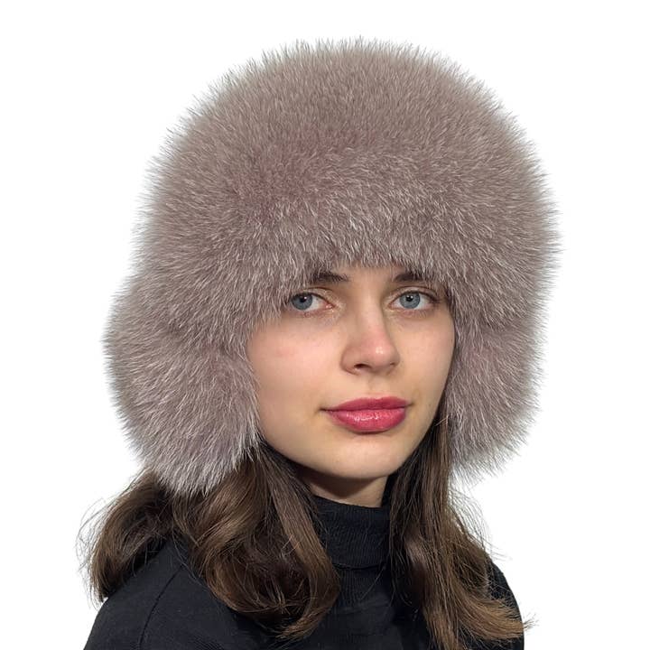 Cappello da donna in pelliccia di volpe Ushanka cappello invernale con paraorecchie in pelliccia. per la vendita all'ingrosso da parte di FurStyleUa