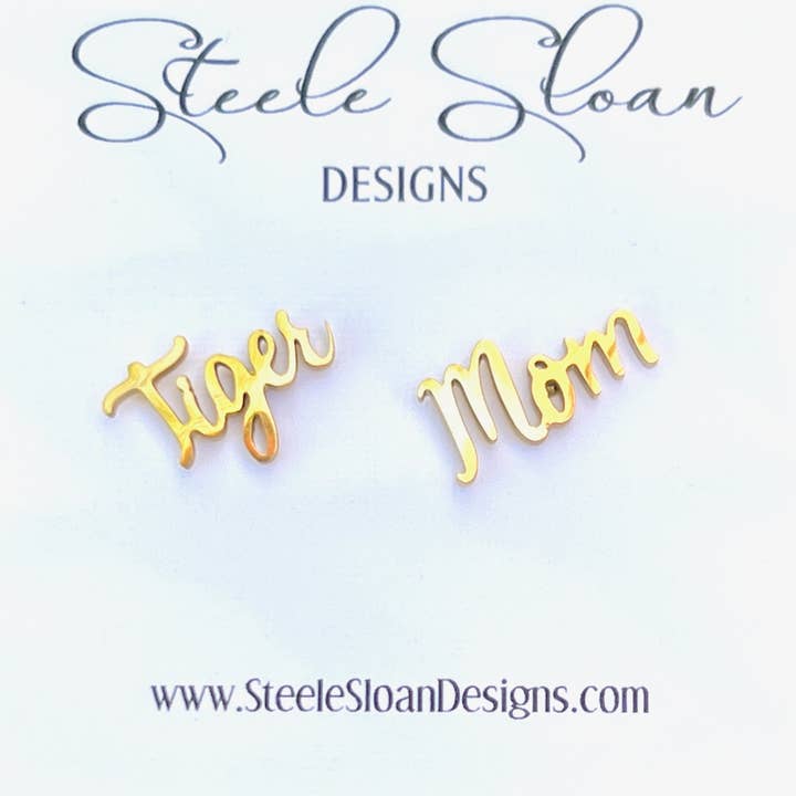 Steele Sloan Designs - Wholesale Stud/Post Earrings - Tiger Mom Earrings, Tiger Mother's Day Gift, Tiger Team Mom