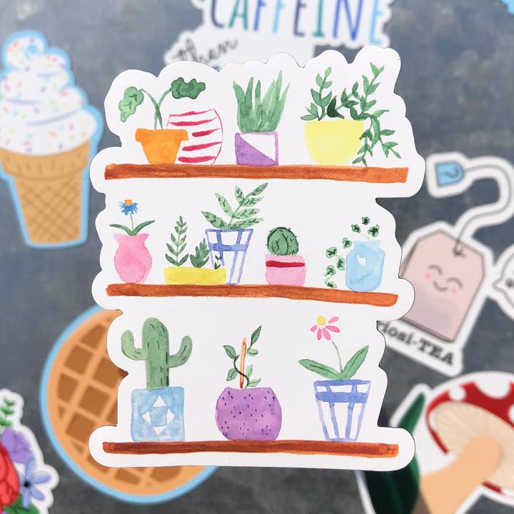 Kühlschrankmagnet für Zimmerpflanzenregale in Aquarellfarben, 3 Zoll für den Großhandel von Earth Curious Art Co