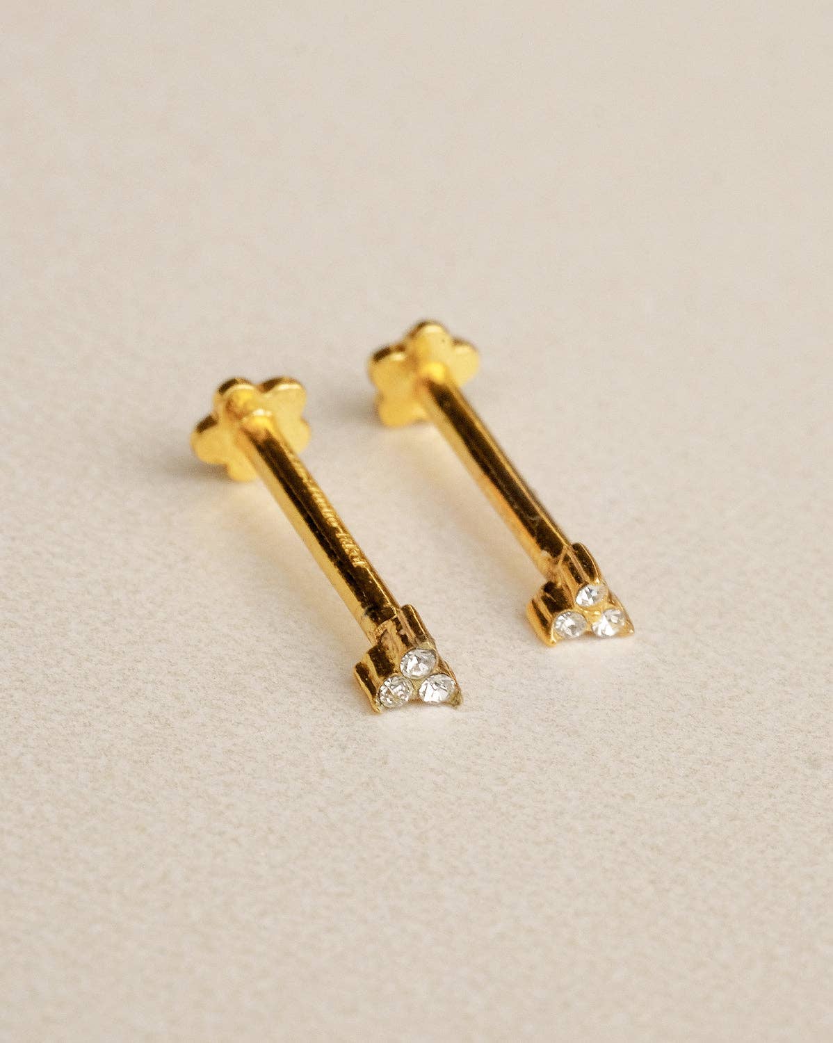 S-kin Studio Jewelry - Wholesale Stud/post earrings - 14K Solid Gold Angela Tiny Trio Stud2